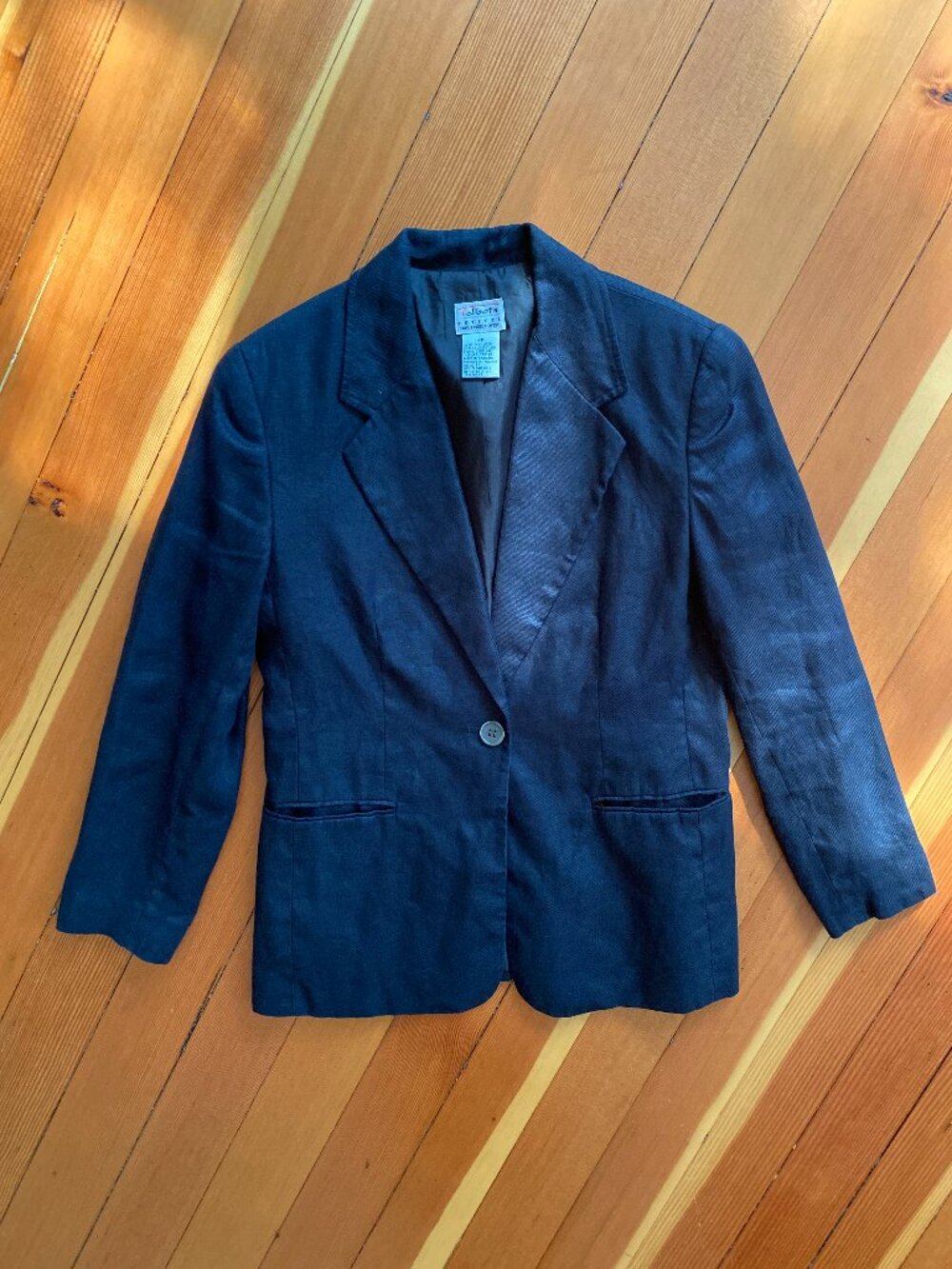 Vintage Talbots Linen Blazer - Navy - Size 6 / Small